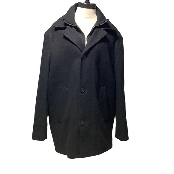 JOSEPH ABBOUD Black Wool Overcoat - Size L - Picture 1 of 11